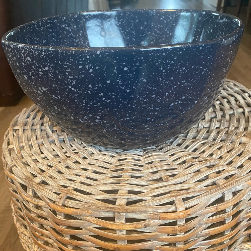 Frankoma vintage county blue charm speckled 10.5 x 5” large serving mixing bowl